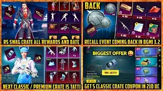 RS CRATE All Rewards and date in BGMI | Next Classic / Premium Crate | Recall Event Back in 3.2