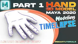 Hand 3d model #1 | Autodesk maya | Quick & Easy Low Poly model | Timelapse