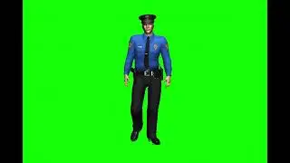 Green Screen Animation - 3D Police officer walking (COPYRIGHT FREE)