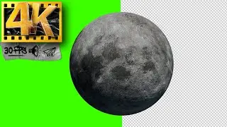 4K Moon - Rotation Animation on Green Screen