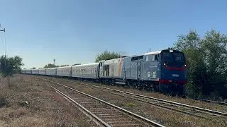 ТЭП33А-0046 с фирменным поездом №038Х Мангистау-Семей, на жд линии Дегелен-Семей