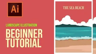 Minimal Travel Poster Landscape illustration Adobe Illustrator Tutorial for beginners