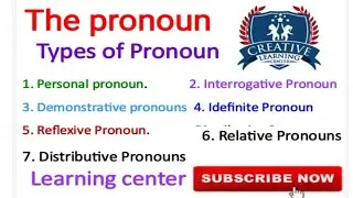 The Pronoun|Types of Pronoun| personal Pronoun, interrogative, demonstrative, indefinite, reflexive,