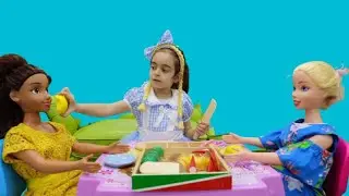Doll Kitchen Set up Real Cooking Toys