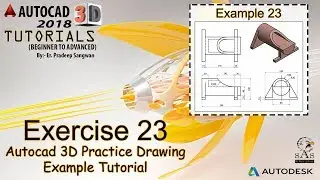 Autocad 3D Practice Drawing | Exercise 23 | Autocad 3D Example Tutorial