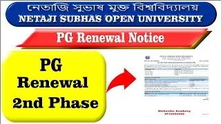 Nsou Pg Renewal 2023, MA, MSc, Mcom, 2nd Phase Netaji Subhas Open University