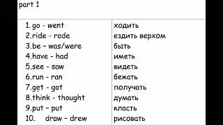 неправильные глаголы, часть 1