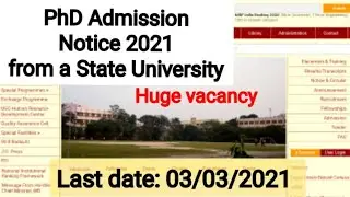 PhD Admission Notification 2021 from a reputed State University