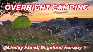 Overnight camping adventure on nearby island in Stavanger Norway.