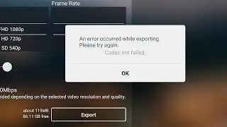 An error occurred while exporting.  Please try again.  Codec init failed