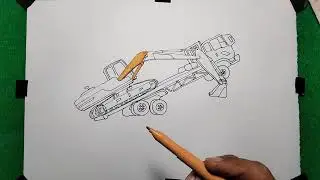 Menggambar truk dan excavator | Edisi 707 | Full durasi | Proses Menggambar
