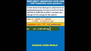 One mole  ideal gas undergoes isothermal pressure from 100 to1000kPa  300K. Find free energy change.