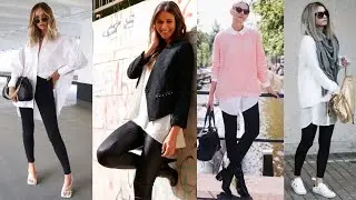WHITE SHIRTS and BLACK LEGGINGS 😘Casual Looks