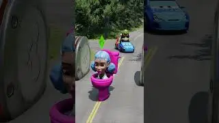 Weird Cars Driving Double Bollard TRAP Crush in BeamNG.drive