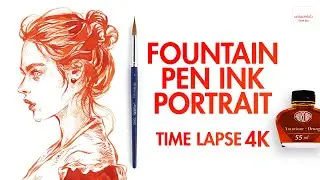 Portrait with Fountain Pen&Ink Quick Drawing