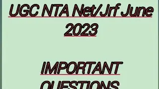 LAST MINUTE REVISION  FOR UGC NET 2023