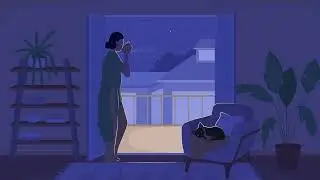 Animated alone on cozy night loader