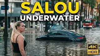 🌧️ SALOU UNDERWATER! 🇪🇸 Streets Flooded After a Powerful Storm | 4K HDR Walking Tour