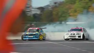 BMW E46 N62b44 Turbo in front of Palace of the Parliament Bucharest at 5th Round of @RoDrift  2024
