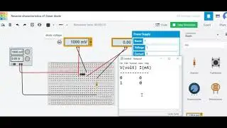 Study of reverse bias characteristics of Zener diode using TinkerCAD