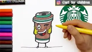 Starbucks Cup для рисования и раскраски для детей - Как нарисовать раскраски