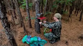 Bushcraft Camping Sawhorses, Bowl Stand And Tree Shelf