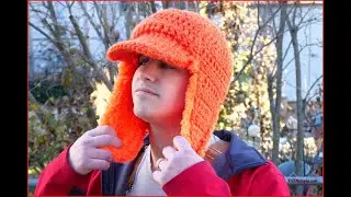 How to Crochet Tutorial: DIY Blaze Orange Woodsman Earflap Hat by YARNutopia