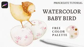 How to Digitally Paint a Watercolor Baby Chick (birds) in Procreate | Watercolor Easter Eggs
