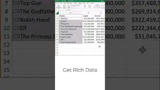 New 2023 Excel Rich Data Type - Movies
