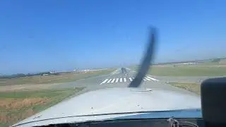 Landing at Paphos International Airport. Cockpit view.