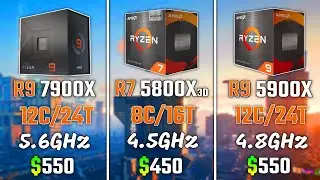 RYZEN 9 7900X vs RYZEN 7 5800X3D vs RYZEN 9 5900X | Test in 6 Games