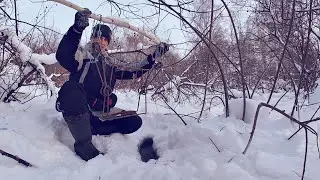 ОХОТА НА БОБРА.ЗИМОЙ.СТАВЛЮ ПРОХОДНЫЕ КАПКАНЫ С ПРИМАНКОЙ.