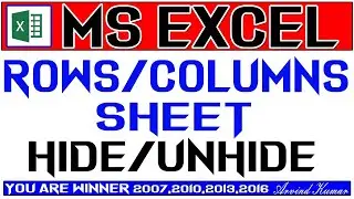 MS Excel-How to Hide And Unhide Rows & Columns and Worksheet Full Guide in Hindi 2007/2010/2013/2016