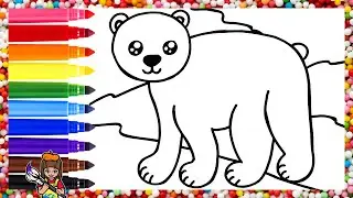 Drawing And Coloring A Cute Polar Bear 🐻‍❄️🌈 Drawings For Kids