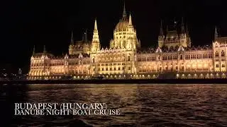 Hungary Budapest - Night Danube Boat Trip. Hungarian Parliament at night.