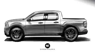 All-New Ford Maverick Pickup - How to Sketch A Car - Side View - Photoshop