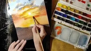 Акварель. Закат.