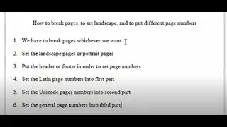 How to break pages, to set landscape, and to put different page numbers