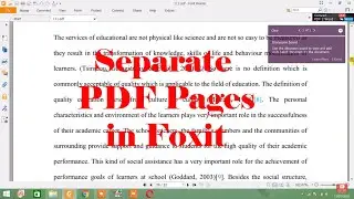 how to separate pdf pages in foxit reader 