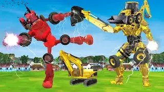 बडा ट्रैक्टर रोबोट और जादुई जेसीबी रोबोट लढाई | Tractor Robot Vs Magical JCB Robot Wala Cartoon
