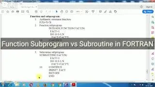 Function Subprogram vs Subroutine in FORTRAN
