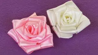 DIY Ribbon Rose I How To Make Easy ribbon flower I Kanzashi Rose Tutorial