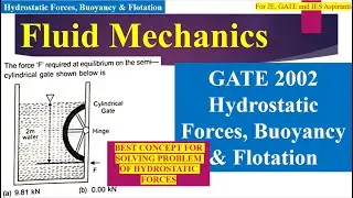 FLUID MECHANICS | GATE 2002 | QN 33 || Hydrostatic Forces | Buoyancy | Flotation | PYQ | CIVIL