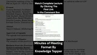 Minutes of Meeting Format 