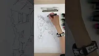 Рисуем летний дворик Питера скетч-маркерами🧑‍🎨 #рисункидлясрисовки #рисунки
