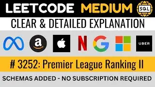 Leetcode MEDIUM 3252 - Premier League Table Ranking 2 WINDOW - Explained by Everyday Data Science