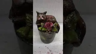 HandMade Cat | Лепка из глины Котик в горшочке 🐈🌸#cats #handmade
