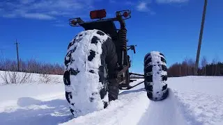 Каракат из мотоблока по весеннему снегу