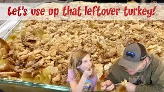 EASY CHEESY Noodle and Turkey Casserole.  Let’s use them leftovers!