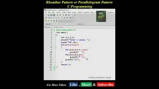 Rhombus Pattern | Parallelogram Pattern in C Programming | C Program 👩‍💻😁💻🖥